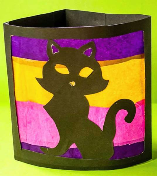 DIY BLACK CAT PAPER HALLOWEEN LUMINARIES