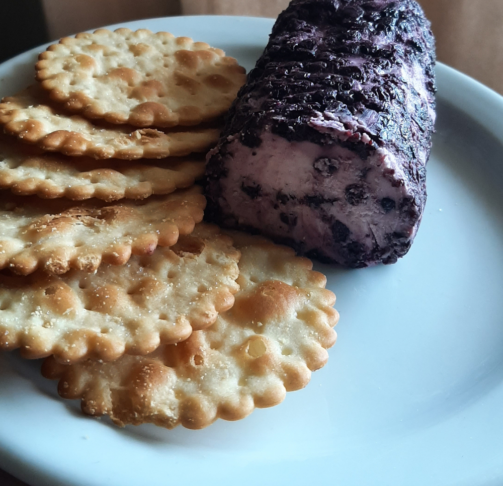 Blueberry goat cheese with crackers